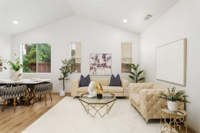 3116 Windhaven Way, Corona, CA 92882 - living room with light wood-style floors, vaulted ceiling, recessed lighting, and baseboards