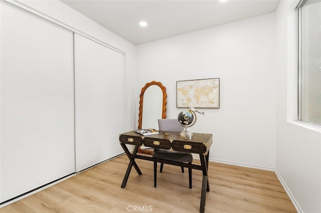 3116 Windhaven Way, Corona, CA 92882 - office featuring light wood-style flooring, recessed lighting, and baseboards