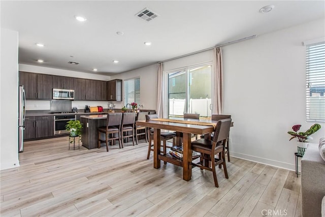 2335 Powell Dr, Rialto, CA 92377 - dining room featuring plenty of natural light, recessed lighting, light wood-style floors, and baseboards