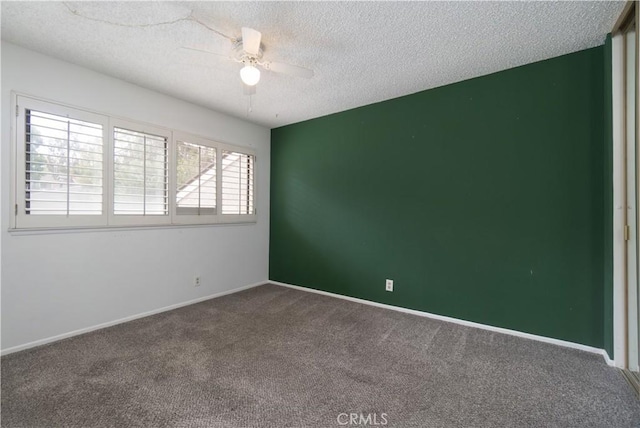 6523 E Camino Unit 2, Anaheim, CA 92807 - carpeted empty room featuring a ceiling fan, a textured ceiling, and baseboards