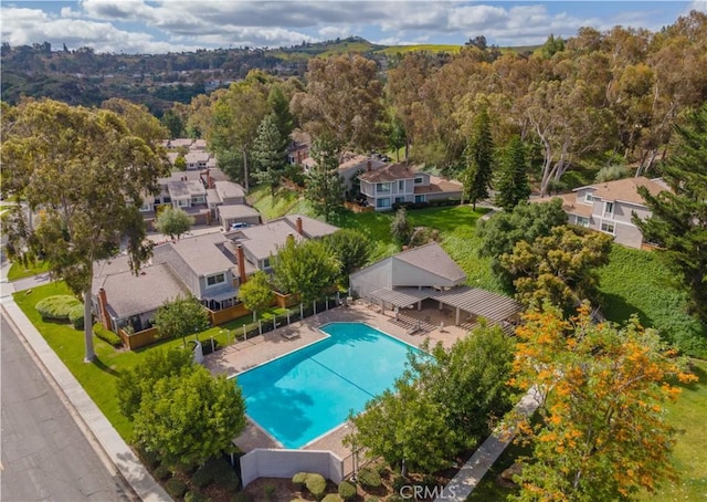 6523 E Camino Unit 2, Anaheim, CA 92807 - aerial view of residential area with a pool