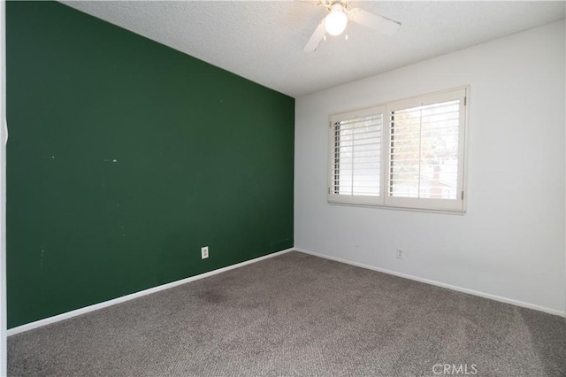 6523 E Camino Unit 2, Anaheim, CA 92807 - empty room featuring carpet, a ceiling fan, baseboards, and a textured ceiling