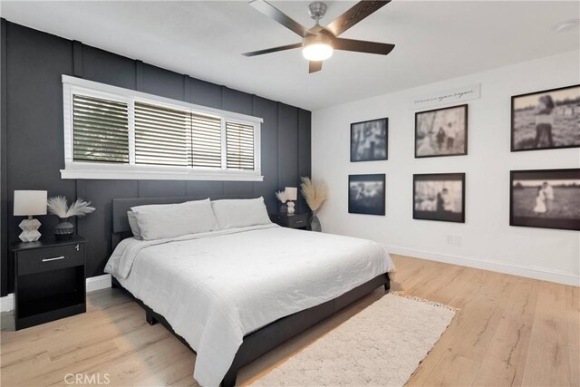 21046 Lone Eagle Rd, Apple Valley, CA 92308 - bedroom featuring light wood finished floors, baseboards, and ceiling fan