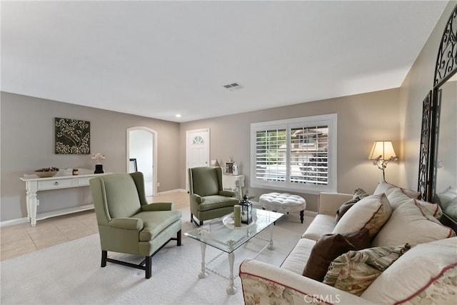 5549 Pine Ave, Chino Hills, CA 91709 - living area featuring arched walkways and light tile patterned flooring