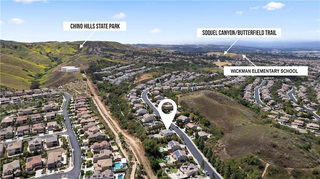 5549 Pine Ave, Chino Hills, CA 91709 - aerial view of property and surrounding area with nearby suburban area