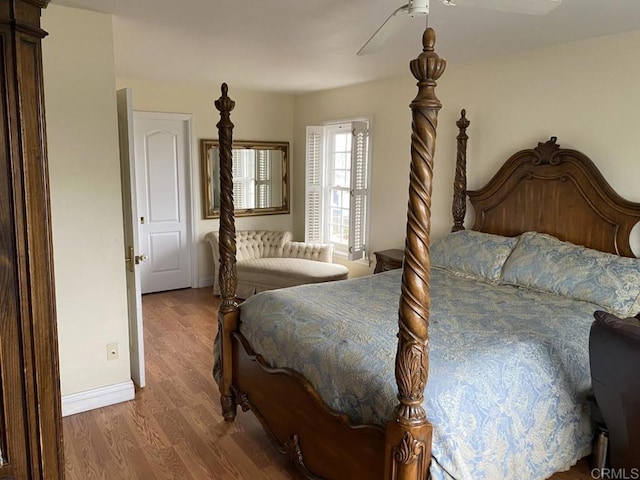 6172 Tamilynn St, San Diego, CA 92122 - bedroom featuring wood finished floors, baseboards, and a ceiling fan