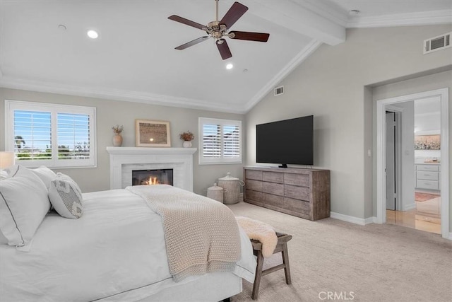 1817 Clark Ln Unit B, Redondo Beach, CA 90278 - bedroom featuring a lit fireplace, carpet flooring, baseboards, recessed lighting, and ceiling fan
