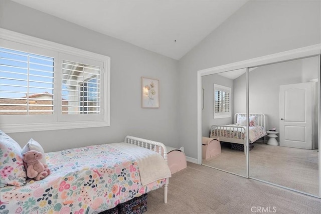 1817 Clark Ln Unit B, Redondo Beach, CA 90278 - bedroom featuring carpet floors, vaulted ceiling, and a closet