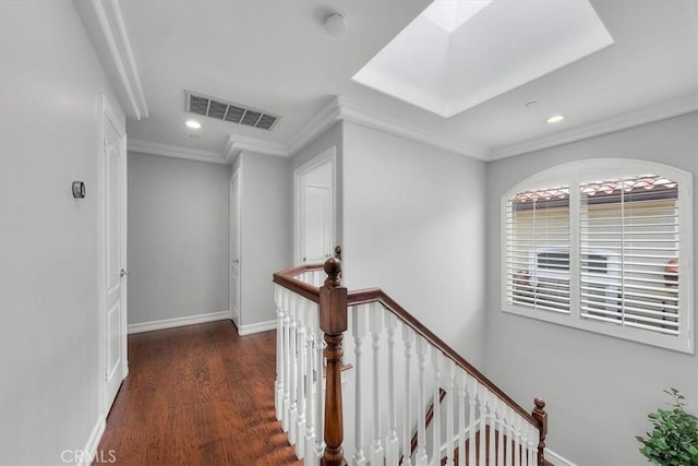 1817 Clark Ln Unit B, Redondo Beach, CA 90278 - corridor featuring an upstairs landing, wood finished floors, recessed lighting, baseboards, and crown molding