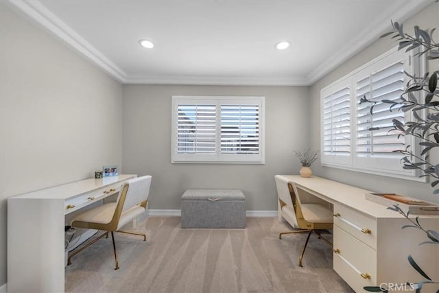 1817 Clark Ln Unit B, Redondo Beach, CA 90278 - carpeted office space with ornamental molding, baseboards, and recessed lighting