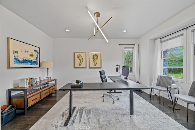12 Via Alcamo, San Clemente, CA 92673 - home office with dark wood-type flooring and recessed lighting