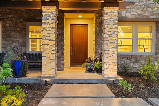 12 Via Alcamo, San Clemente, CA 92673 - doorway to property with stone siding and a porch