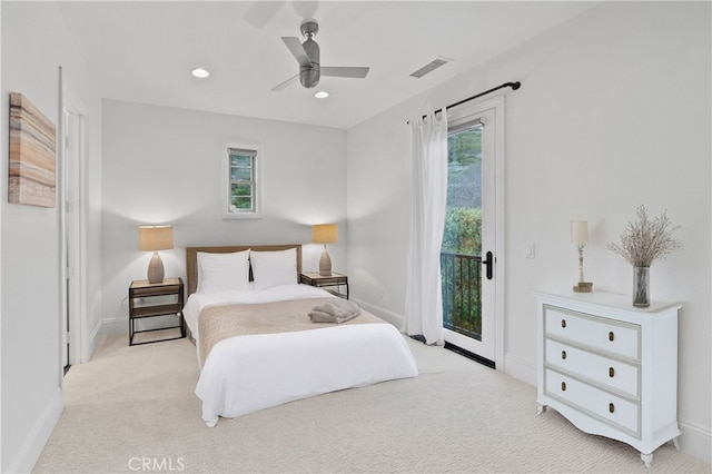 12 Via Alcamo, San Clemente, CA 92673 - bedroom featuring access to exterior, carpet flooring, baseboards, ceiling fan, and recessed lighting