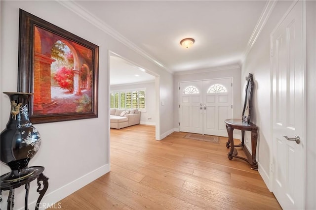 780 Brown Sage Dr, Glendora, CA 91741 - foyer entrance with baseboards, ornamental molding, and light wood-style floors