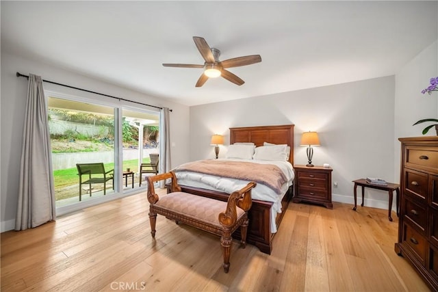 780 Brown Sage Dr, Glendora, CA 91741 - bedroom with access to exterior, light wood-type flooring, and ceiling fan
