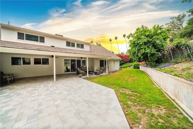 780 Brown Sage Dr, Glendora, CA 91741 - back of house featuring an outdoor hangout area, ceiling fan, a patio area, and stucco siding