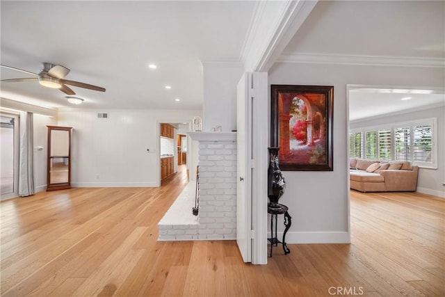 780 Brown Sage Dr, Glendora, CA 91741 - interior space featuring light wood-style flooring, ornamental molding, and recessed lighting