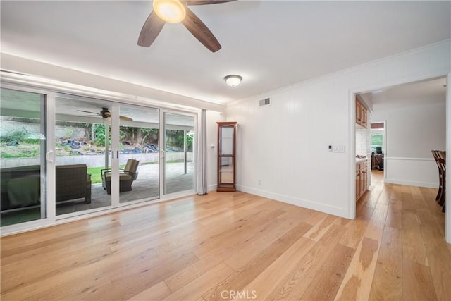 780 Brown Sage Dr, Glendora, CA 91741 - unfurnished room featuring ceiling fan, ornamental molding, light wood-style floors, and baseboards