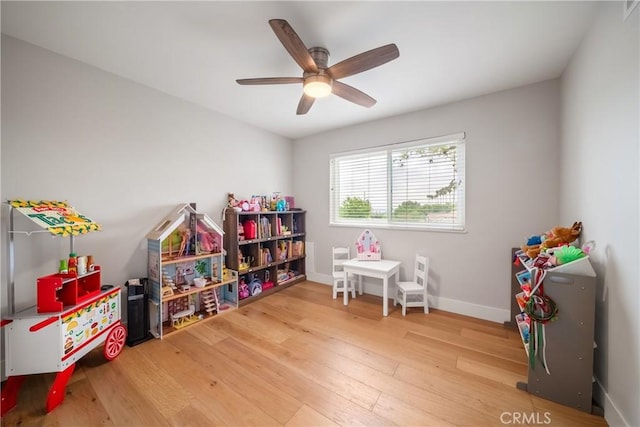 780 Brown Sage Dr, Glendora, CA 91741 - playroom featuring wood finished floors, ceiling fan, and baseboards