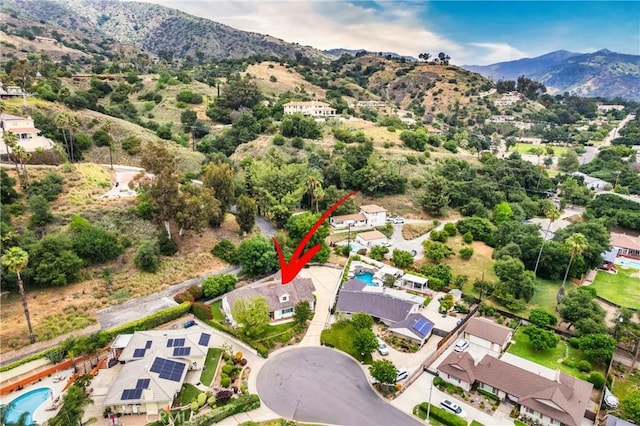 780 Brown Sage Dr, Glendora, CA 91741 - aerial overview of property's location featuring a mountain backdrop and nearby suburban area