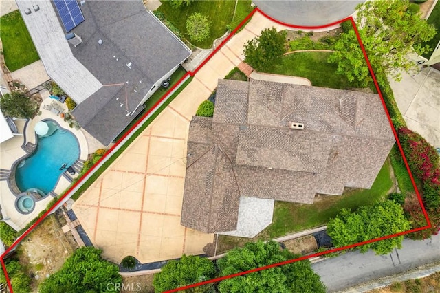 780 Brown Sage Dr, Glendora, CA 91741 - aerial view of property and surrounding area featuring a pool area and property parcel outlined