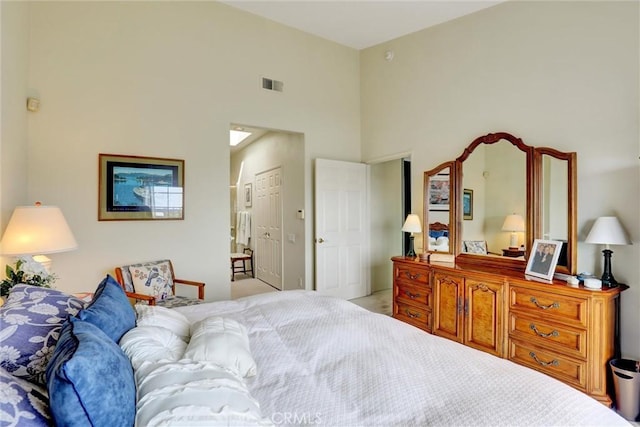 3511 Daffodil Ave Unit 14, Corona Del Mar, CA 92625 - bedroom featuring carpet floors and a towering ceiling