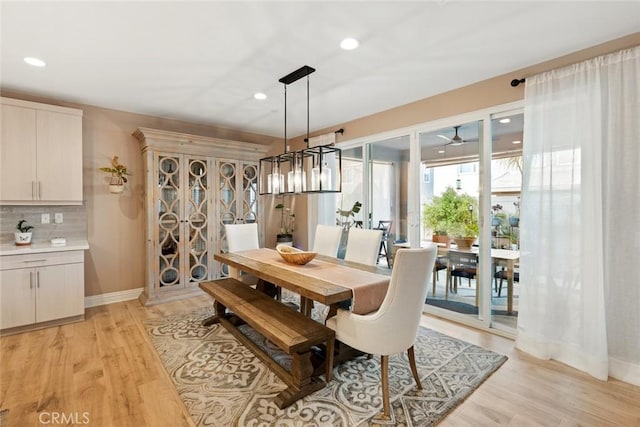 32106 Richardson St, Menifee, CA 92584 - dining room featuring baseboards, light wood-type flooring, and recessed lighting