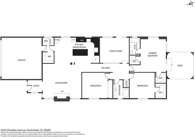 3336 Cherokee Ave, South Gate, CA 90280 - home floor plan