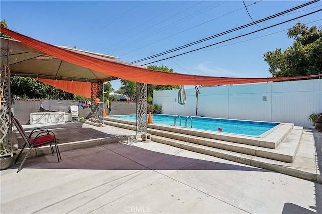 3336 Cherokee Ave, South Gate, CA 90280 - view of swimming pool featuring a fenced backyard, a patio, and a gazebo