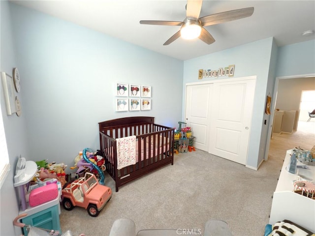 5485 San Roberto, San Diego, CA 92154 - bedroom with carpet floors, a closet, a nursery area, and ceiling fan