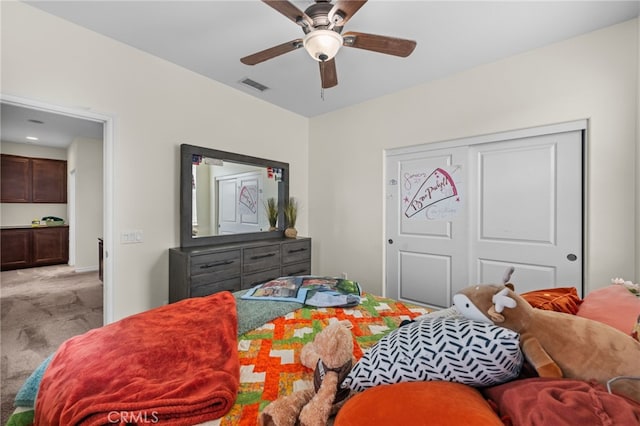 45936 Camino Rubi, Temecula, CA 92592 - bedroom with light carpet and a ceiling fan