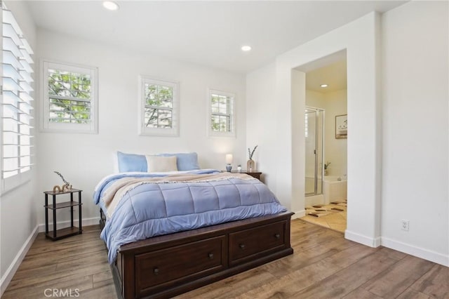 8519 E Kendra Loop, Orange, CA 92867 - bedroom with wood finished floors, recessed lighting, ensuite bath, and baseboards