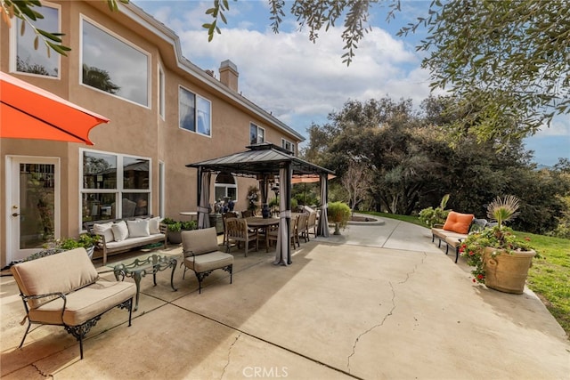 45975 Sandia Creek Dr, Temecula, CA 92590 - view of patio / terrace with an outdoor hangout area, a gazebo, and outdoor dining area