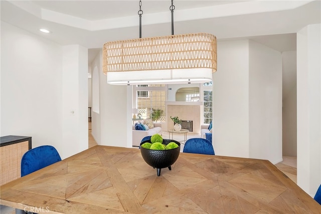 dining area featuring recessed lighting