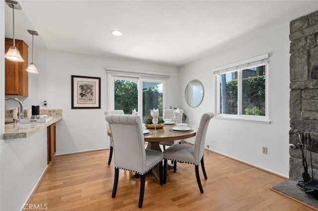 566 Elkhorn Dr, Duarte, CA 91010 - dining space with light wood-style flooring, recessed lighting, and baseboards