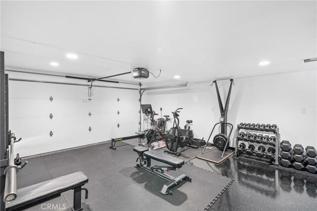 20191 Imperial Cove Ln, Huntington Beach, CA 92646 - workout area featuring recessed lighting and a garage