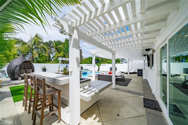 20191 Imperial Cove Ln, Huntington Beach, CA 92646 - view of patio featuring a fenced backyard and a pergola
