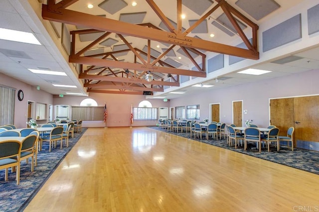 634 Via, Santa Paulo, Vista, CA 92081 - misc room featuring high vaulted ceiling, wood finished floors, and beamed ceiling
