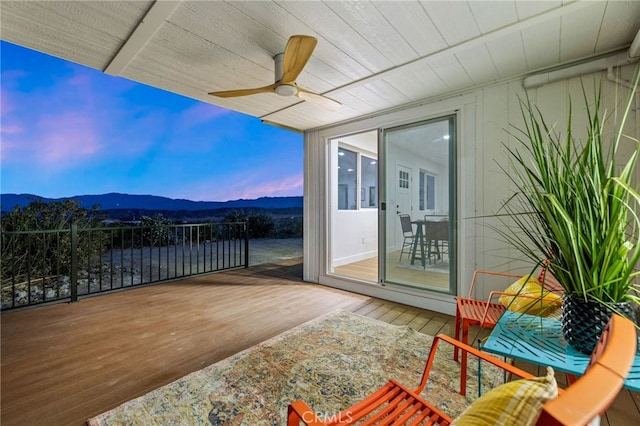 21408 Apollo Way, Desert Hot Springs, CA 92241 - balcony with a mountain view and a ceiling fan