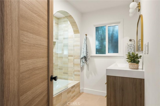 1909 Montair Ave, Long Beach, CA 90815 - bathroom with vanity, tile patterned flooring, and baseboards