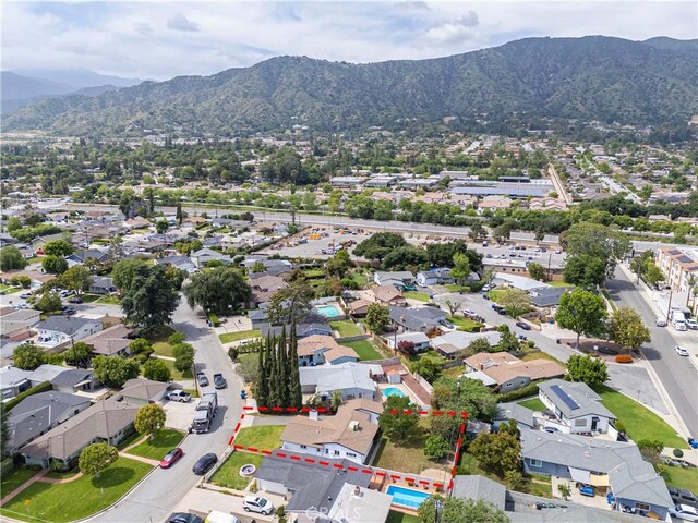 116 N Wildwood Ave, Glendora, CA 91741 - view of property location with property parcel outlined, mountains, and nearby suburban area