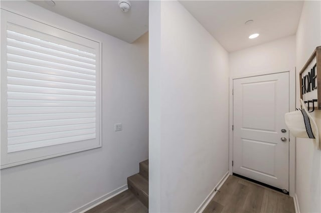 16436 Whittier Blvd Unit 1, Whittier, CA 90603 - corridor featuring wood finished floors, baseboards, stairs, and recessed lighting