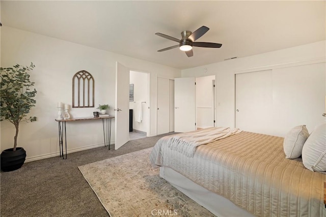 20 Parkhurst St, Chico, CA 95928 - carpeted bedroom with a ceiling fan, baseboards, and connected bathroom