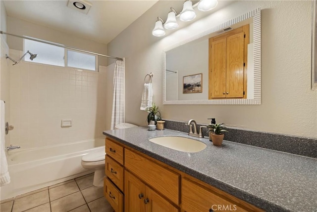 20 Parkhurst St, Chico, CA 95928 - bathroom featuring toilet, shower / bath combo, vanity, and tile patterned floors
