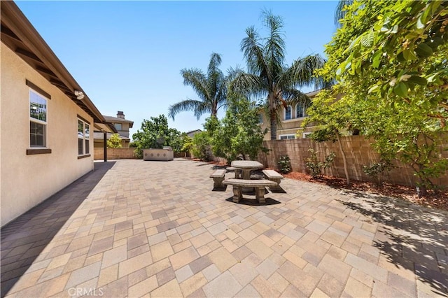 view of patio featuring a fenced backyard