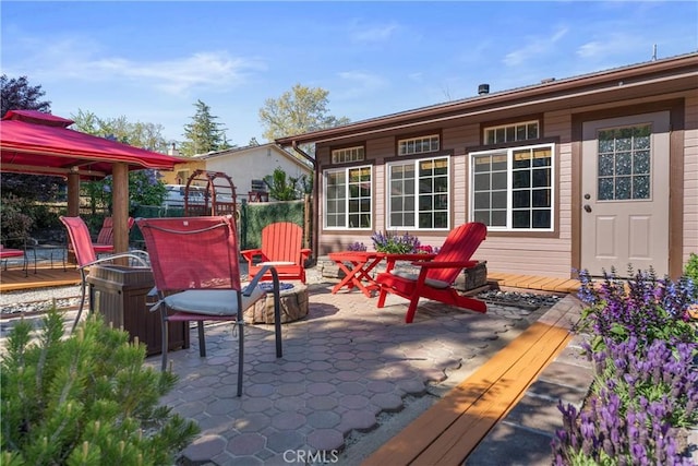 view of patio with a wooden deck