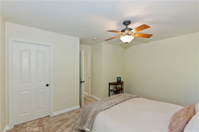 28589 Shenandoah Dr, Lake Arrowhead, CA 92352 - bedroom featuring light colored carpet, baseboards, and ceiling fan