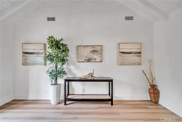 932 S Cloverdale Ave, Los Angeles, CA 90036 - corridor with wooden ceiling, wood finished floors, and baseboards