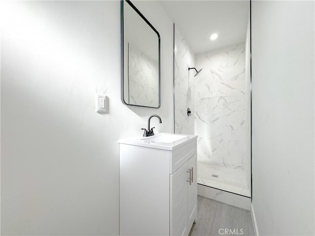 15811 S Tarrant Ave, Compton, CA 90220 - bathroom featuring a marble finish shower and vanity