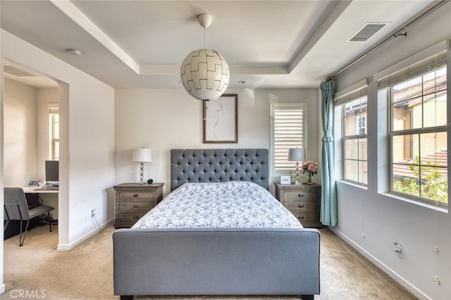 89 Baculo St, Rancho Mission Viejo, CA 92694 - bedroom featuring light carpet, a raised ceiling, and a desk